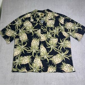Vintage Pussers West Indies Hawaiian Shirt Men’s XL Pineapple Floral AOP Silk